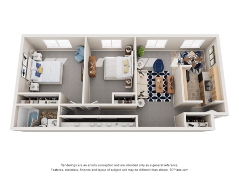 2 Bedroom 1 Bath Floor Plan at Northtown Village Apartments, Spring Lake Park, 55432-2650